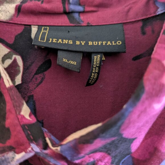 iJeans by Buffalo Floral Button Up Western Button Down Cotton Top Size XL - Picture 3 of 6